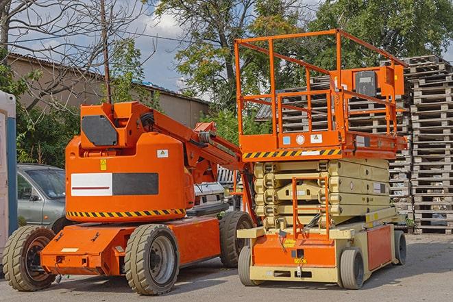 worker using forklift in industrial warehouse in Antelope