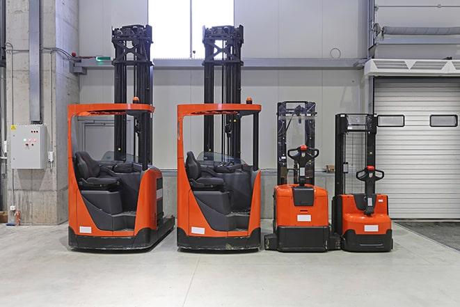 forklifts in a warehouse